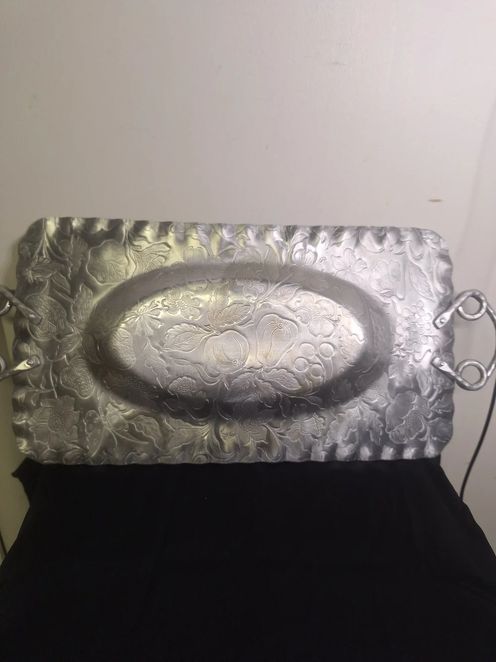 Hand Finished Aluminum Tray - W/ Floral & Fruit 15